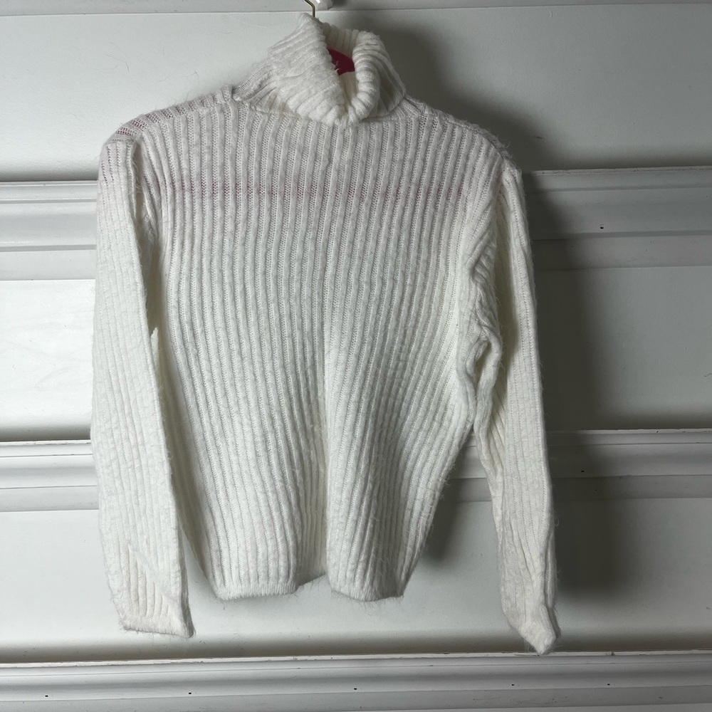 White soft fuzzy sweater